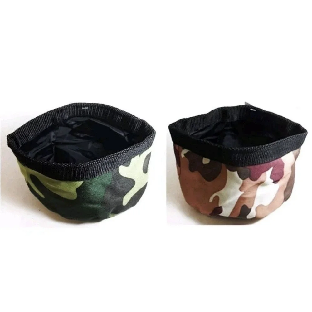 Large Collapsible Dog Bowls 34oz Travel Water Food Portable Foldable Canvas Camo
